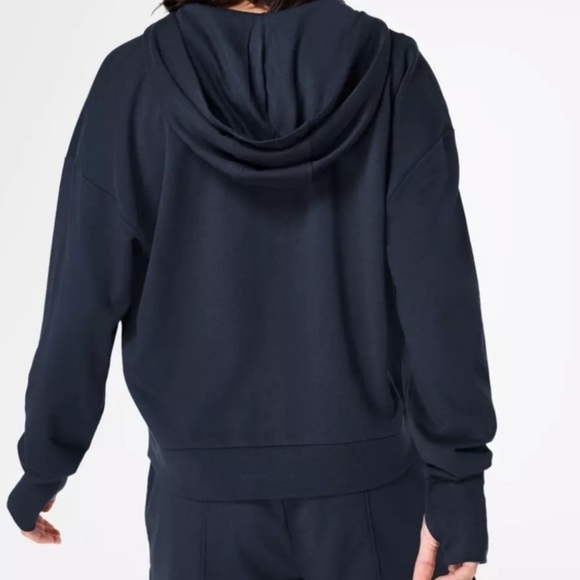 New Sweaty Betty After Class Navy Abstract Lines Cotton Relaxed Hoodie Size XS - Picture 9 of 9